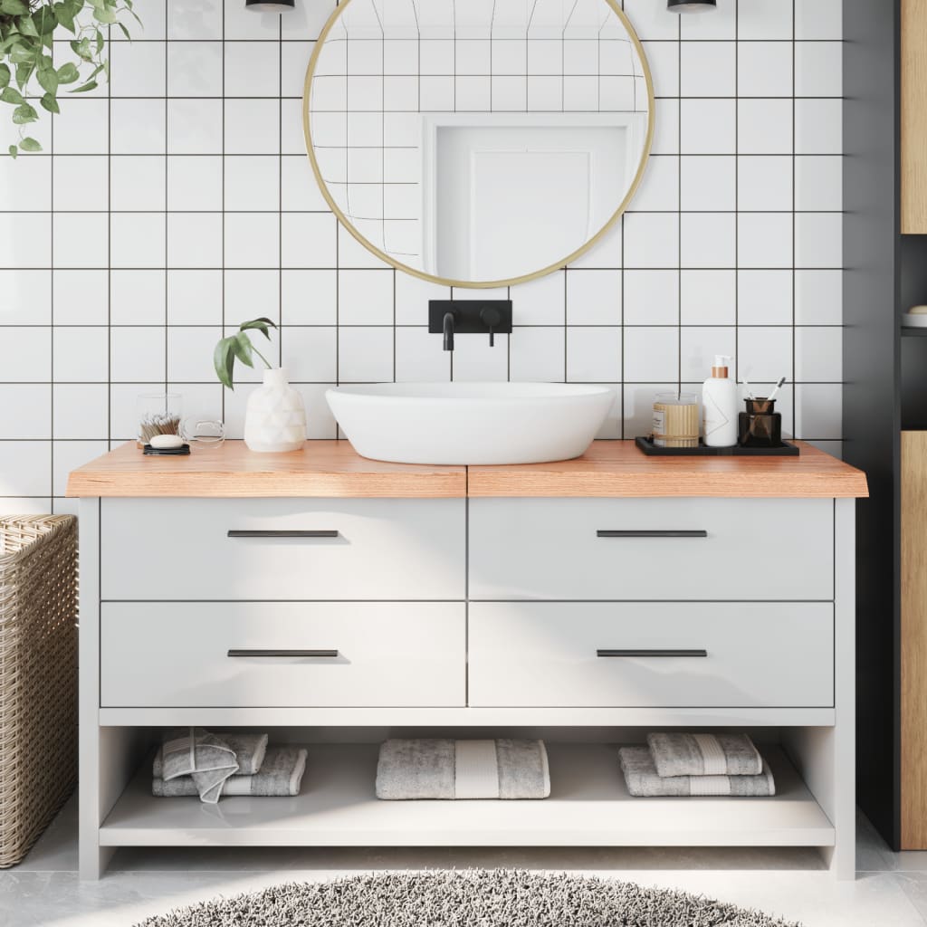 Vidaxl Washbasin Sheet 160x40x (2-6) CM Madera sólida tratada marrón claro