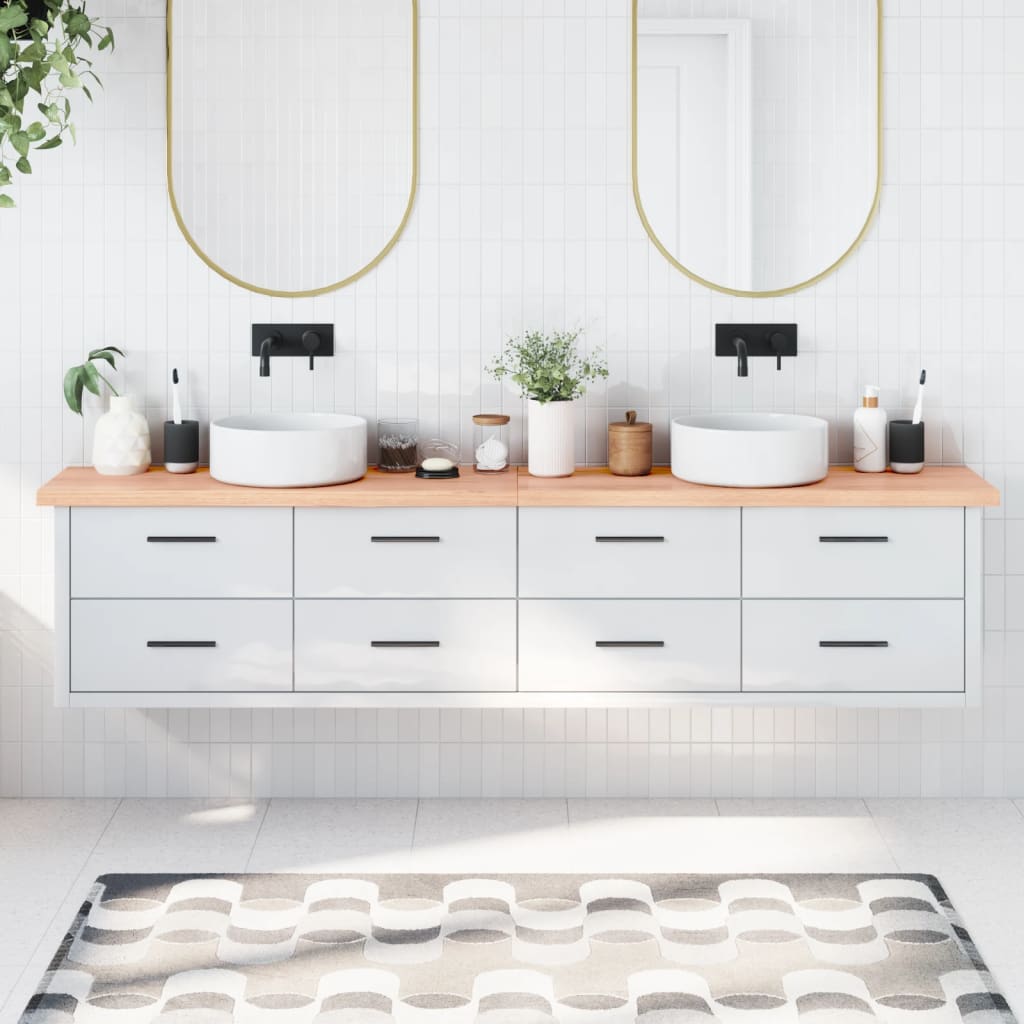 Vidaxl Washbasin Sheet 220x30x (2-4) CM Mada maciza tratada marrón claro