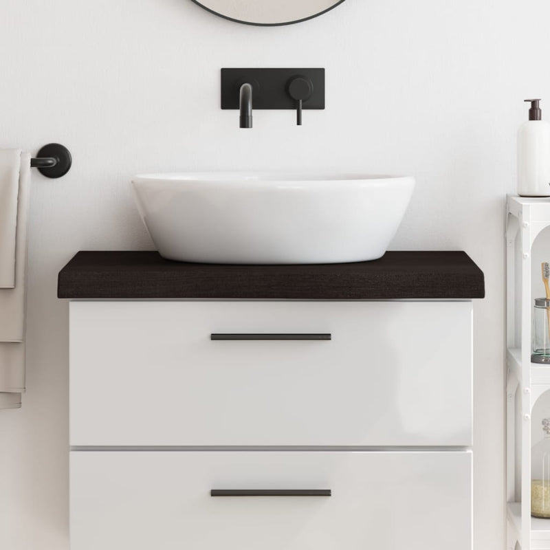 Vidaxl Washbasin Tabla 80x30x (2-6) CM Mada maciza tratada marrón oscuro