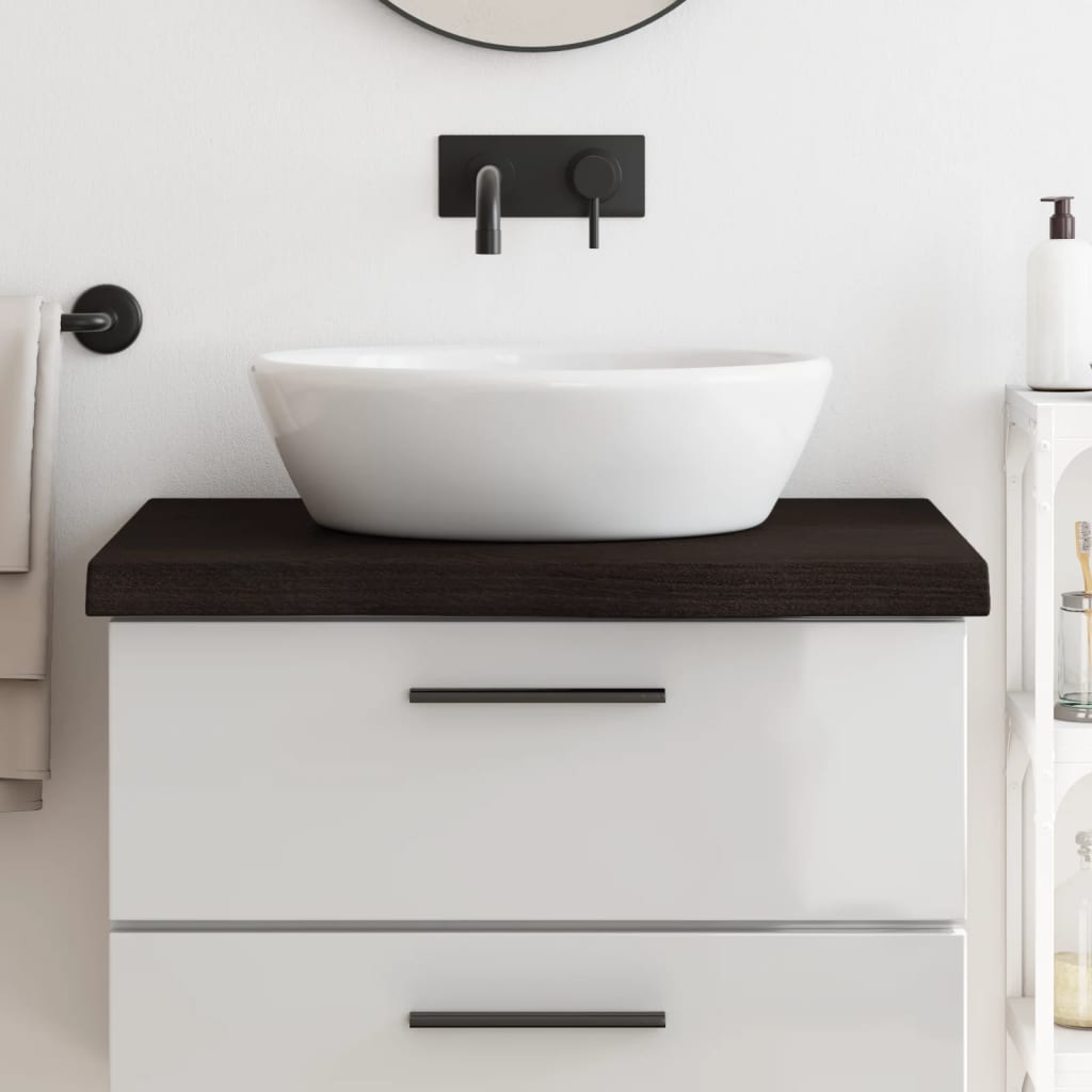 Vidaxl Washbasin Tabla 80x50x (2-6) CM Mada maciza tratada marrón oscuro