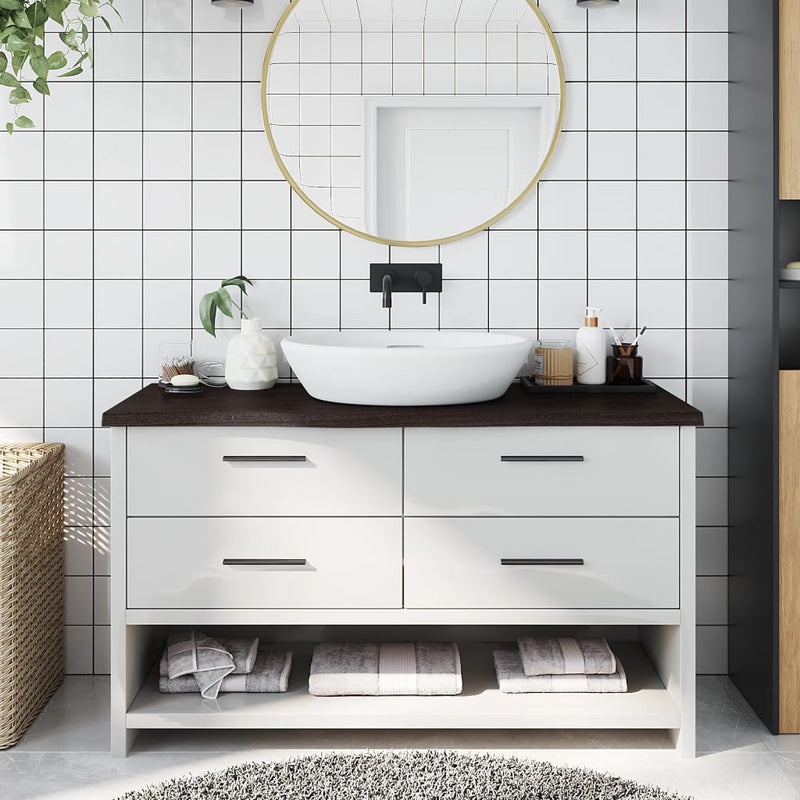 Vidaxl Washbasin Tabla 100x30x (2-4) CM Mada maciza tratada marrón oscuro