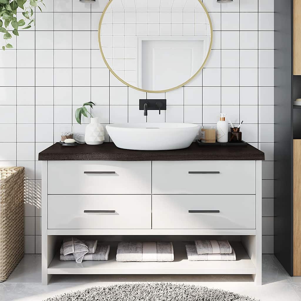 Vidaxl Washbasin Tabla 100x40x (2-6) CM Mada maciza tratada marrón oscuro