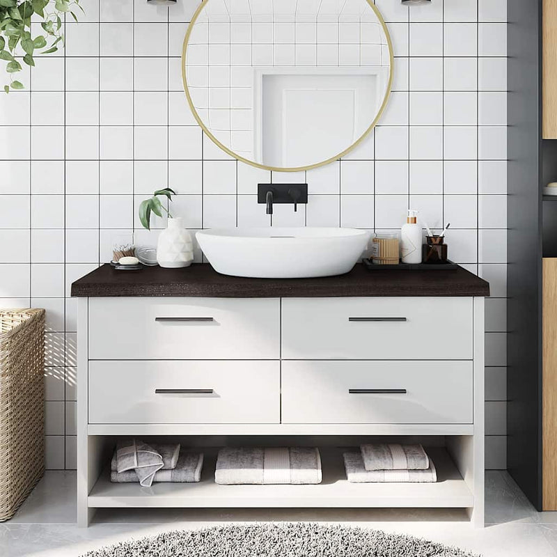 Vidaxl Washbasin Tabla 100x40x (2-6) CM Mada maciza tratada marrón oscuro