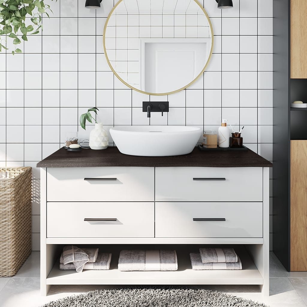 Mesa de lavado de lavabo Vidaxl 100x50x2 cm de madera maciza tratada marrón oscuro