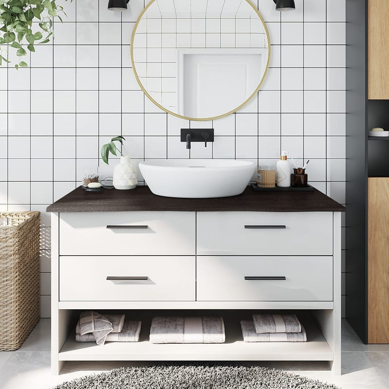 Mesa de lavado de lavabo Vidaxl 100x50x2 cm de madera maciza tratada marrón oscuro