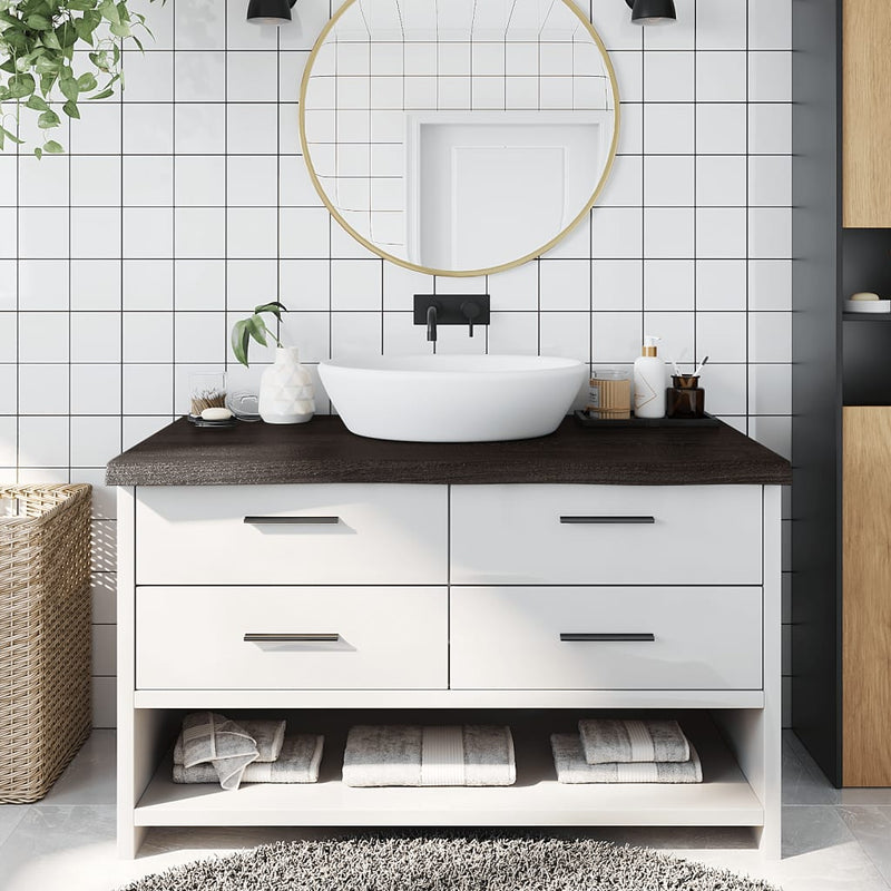 Vidaxl Washbasin Tabla 100x50x (2-6) CM Mada maciza tratada marrón oscuro