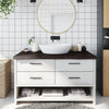 Vidaxl Washbasin Tabla 100x60x (2-6) CM Mada maciza tratada marrón oscuro