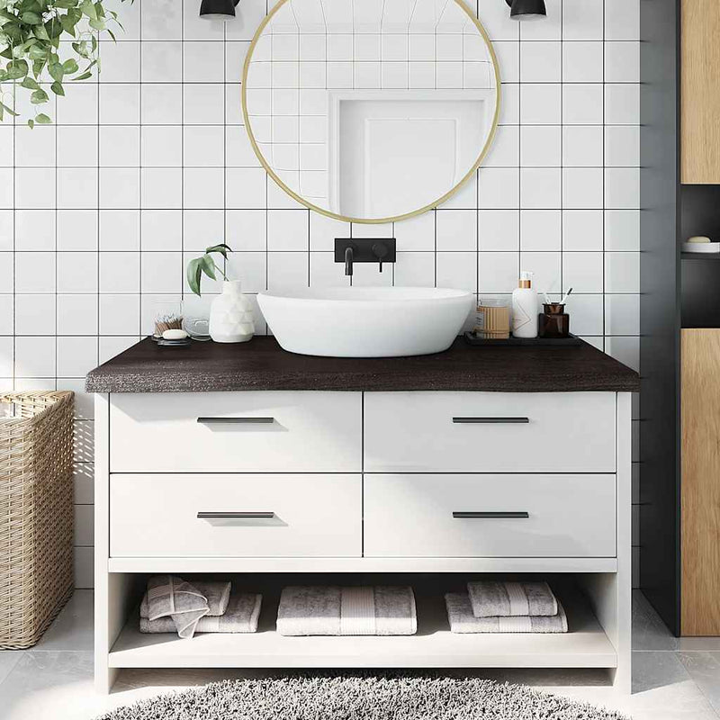 Vidaxl Washbasin Tabella 100x60x (2-6) cm Trattato in legno massiccio marrone scuro