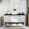 Vidaxl Washbasin Tabla 120x40x (2-4) CM Mada maciza tratada marrón oscuro