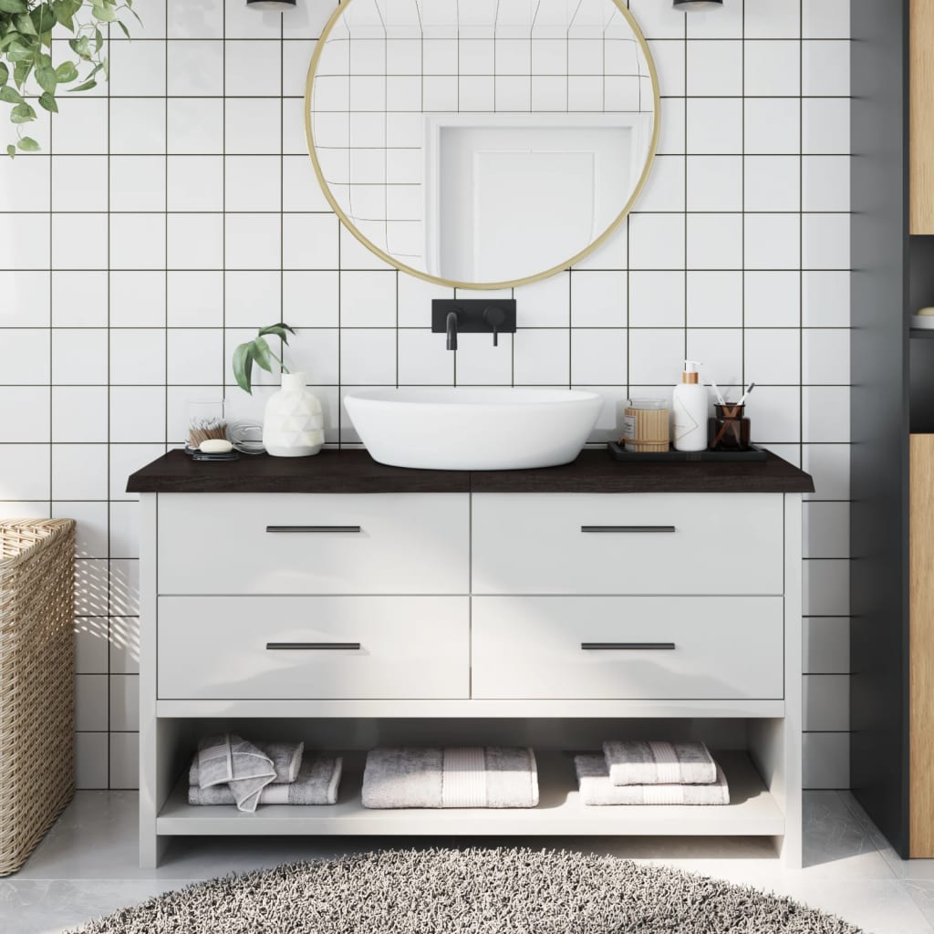 Vidaxl Washbasin Tabla 120x40x (2-4) CM Mada maciza tratada marrón oscuro
