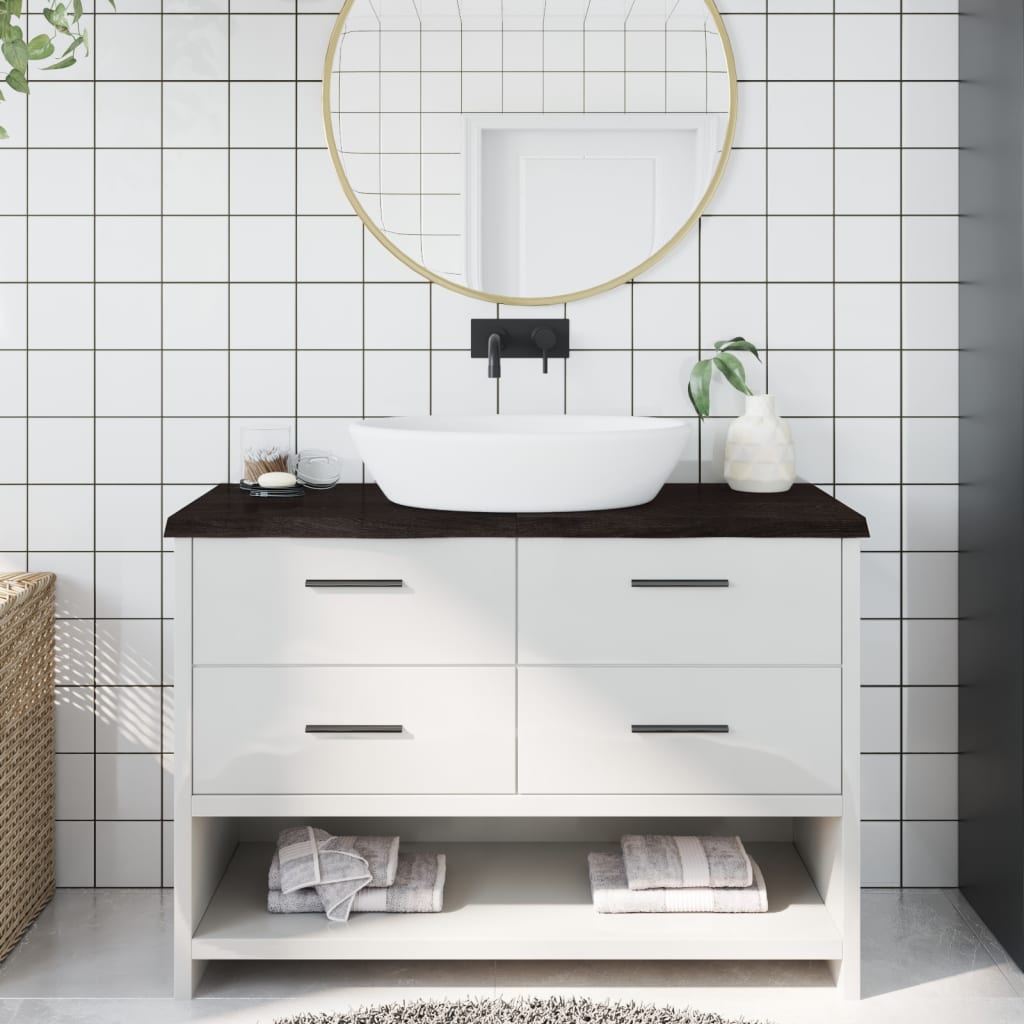 Hoja de Washbasin Vidaxl 120x50x (2-4) CM Mada maciza tratada marrón oscuro