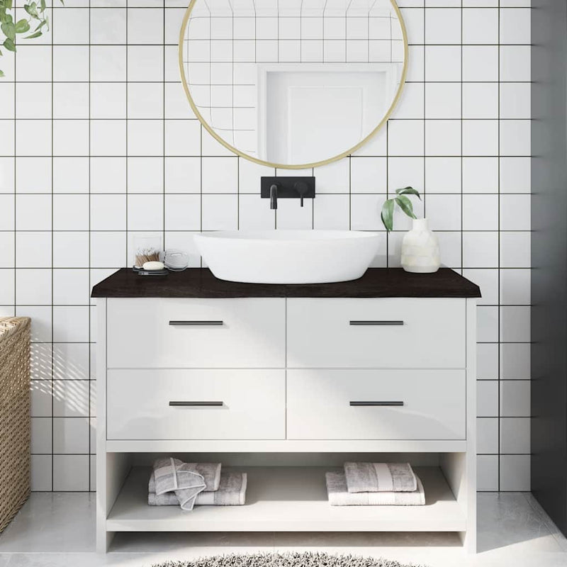 Hoja de Washbasin Vidaxl 120x50x (2-4) CM Mada maciza tratada marrón oscuro