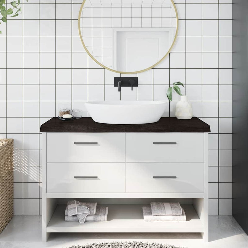 Vidaxl Washbasin Sheet 120x60x (2-6) cm Trattato in legno massiccio marrone scuro