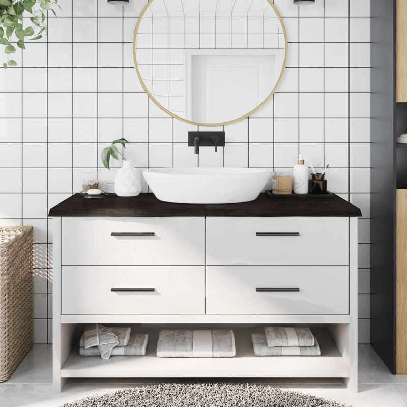 Vidaxl Washbasin Sheet 140x60x (2-4) CM Mada maciza tratada marrón oscuro