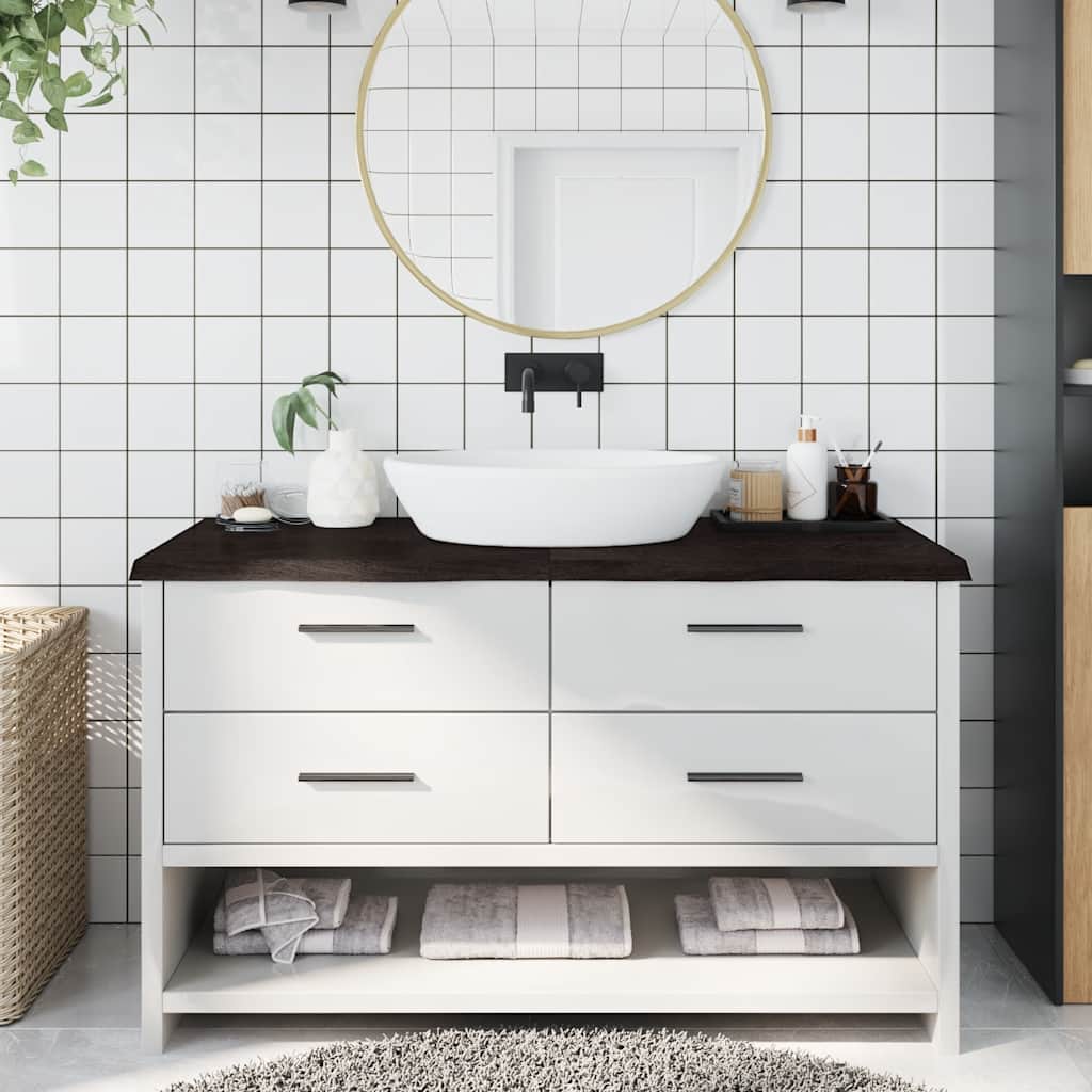 Vidaxl Washbasin Sheet 140x60x (2-4) CM Mada maciza tratada marrón oscuro