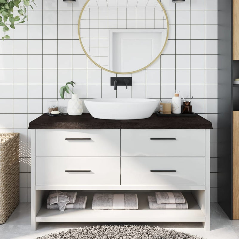 Vidaxl Washbasin Sheet 140x60x (2-6) CM Madera sólida tratada marrón oscuro