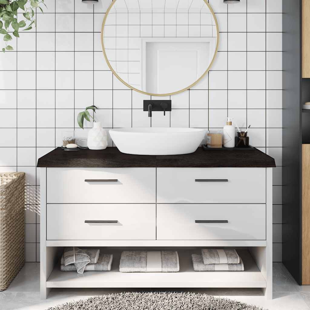 Vidaxl Washbasin Sheet 140x60x (2-6) CM Madera sólida tratada marrón oscuro