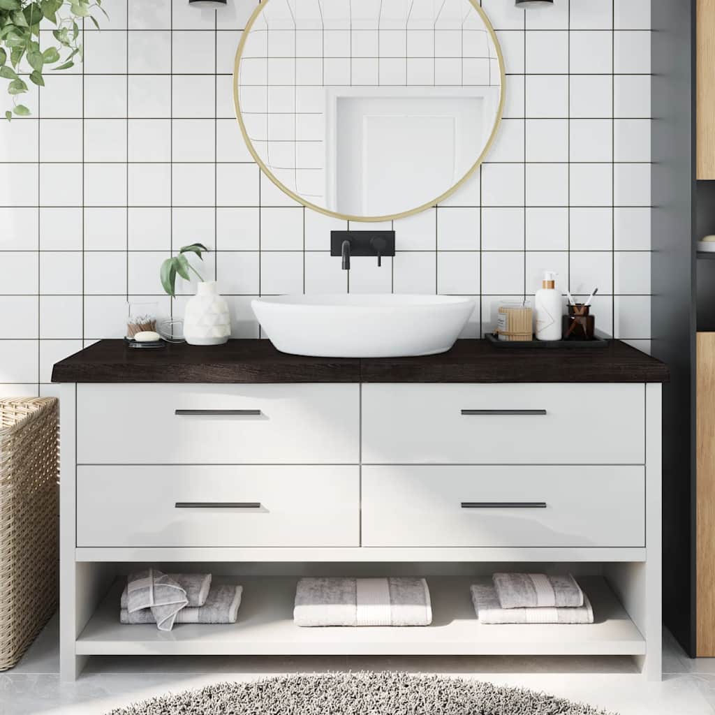 Vidaxl Washbasin Sheet 160x60x (2-6) CM Mada maciza tratada marrón oscuro