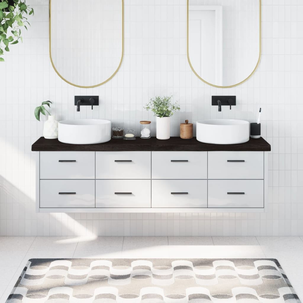 Vidaxl Washbasin Sheet 180x40x (2-6) CM Madera sólida tratada marrón oscuro