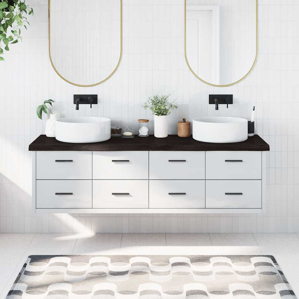 Vidaxl Washbasin Sheet 180x50x (2-6) CM Mada sólida tratada marrón oscuro