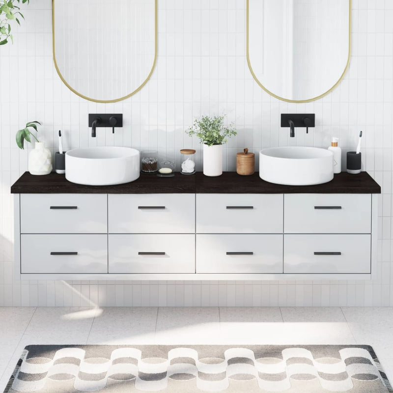 Vidaxl Washbasin Sheet 200x30x (2-4) CM Mada maciza tratada marrón oscuro