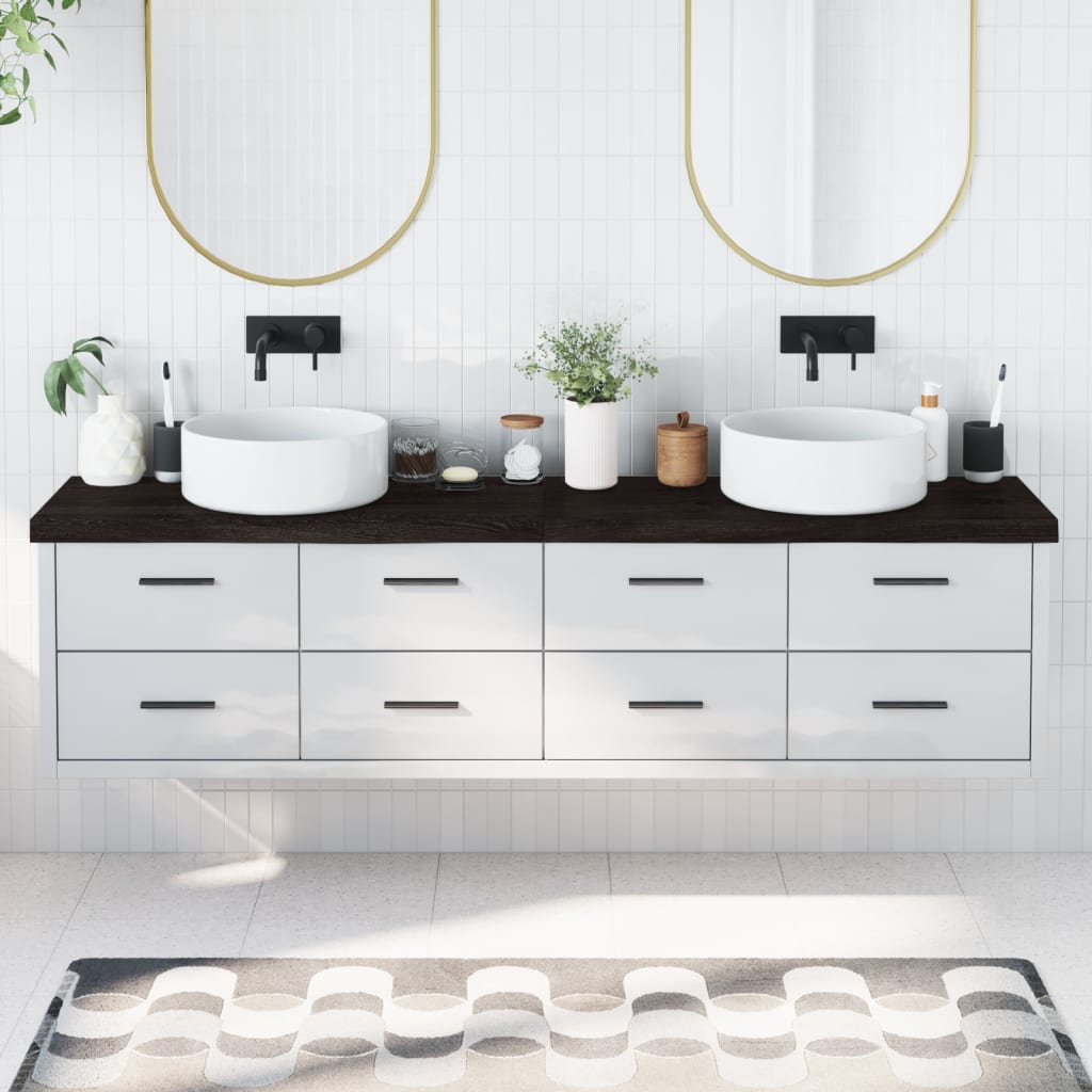 Vidaxl Washbasin Sheet 200x40x (2-6) CM Madera sólida tratada marrón oscuro