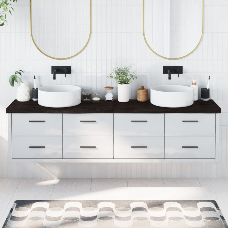 Vidaxl Washbasin Sheet 200x40x (2-6) CM Madera sólida tratada marrón oscuro