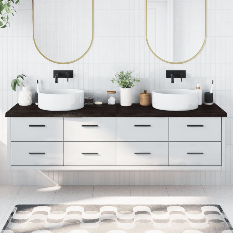 Vidaxl Washbasin Sheet 200x50x (2-4) CM Mada maciza tratada marrón oscuro