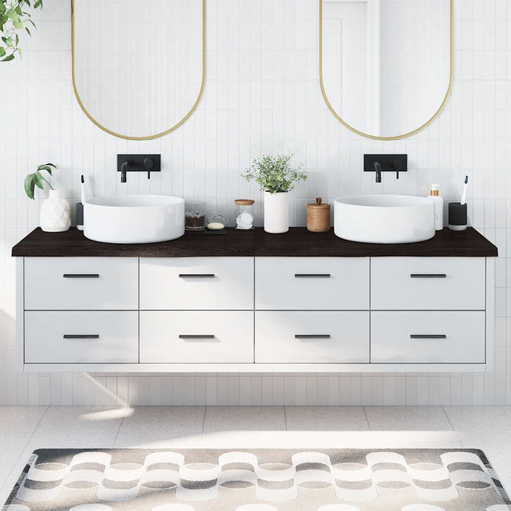 Vidaxl Washbasin Sheet 200x60x (2-4) CM Madera sólida tratada marrón oscuro