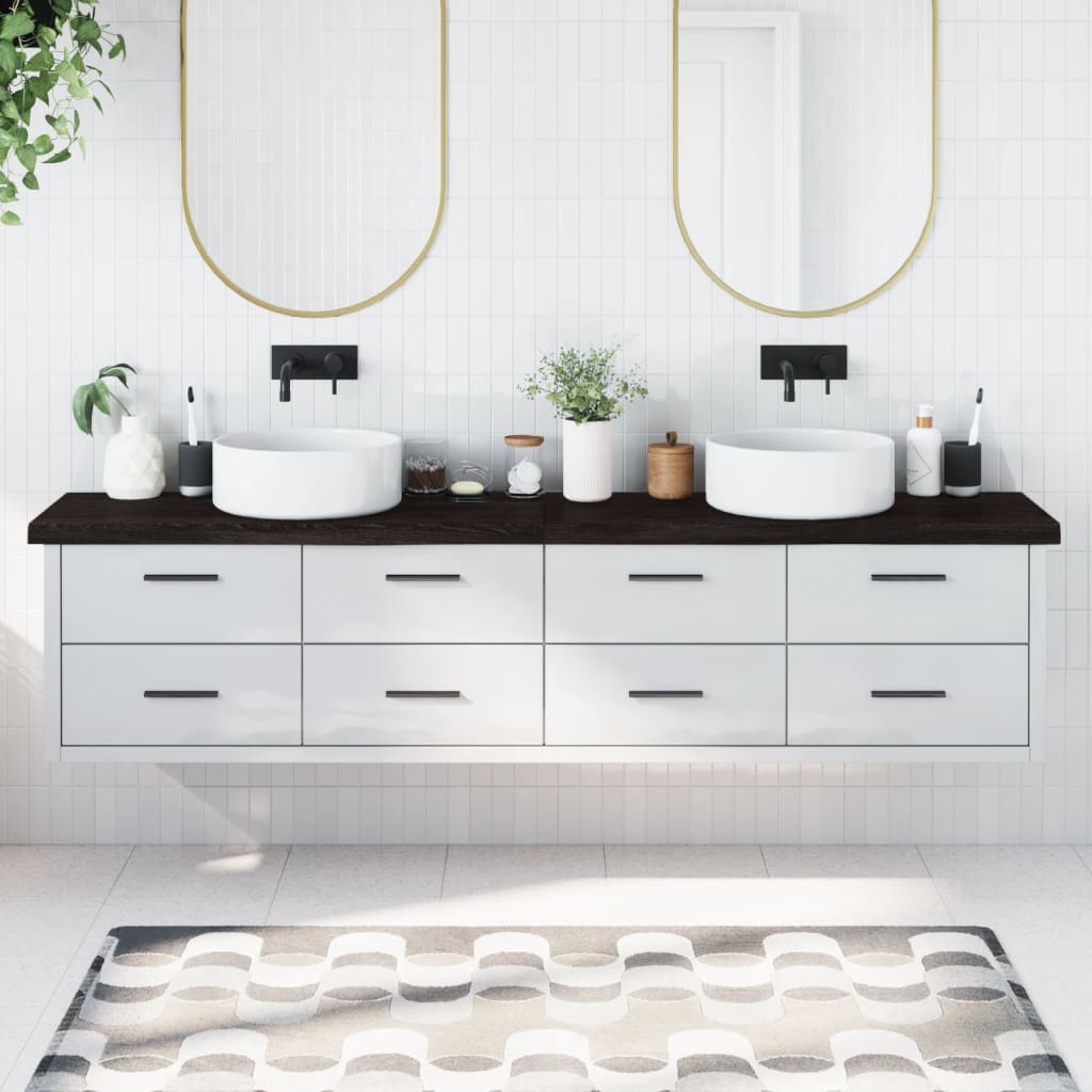 Vidaxl Washbasin Sheet 220x30x (2-6) CM Mada maciza tratada marrón oscuro