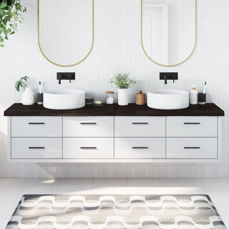 Vidaxl Washbasin Sheet 220x50x (2-6) CM Mada maciza tratada marrón oscuro