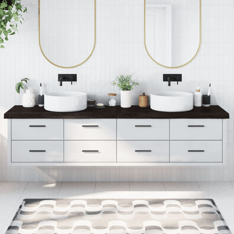 Vidaxl Washbasin Sheet 220x60x (2-6) CM Mada maciza tratada marrón oscuro