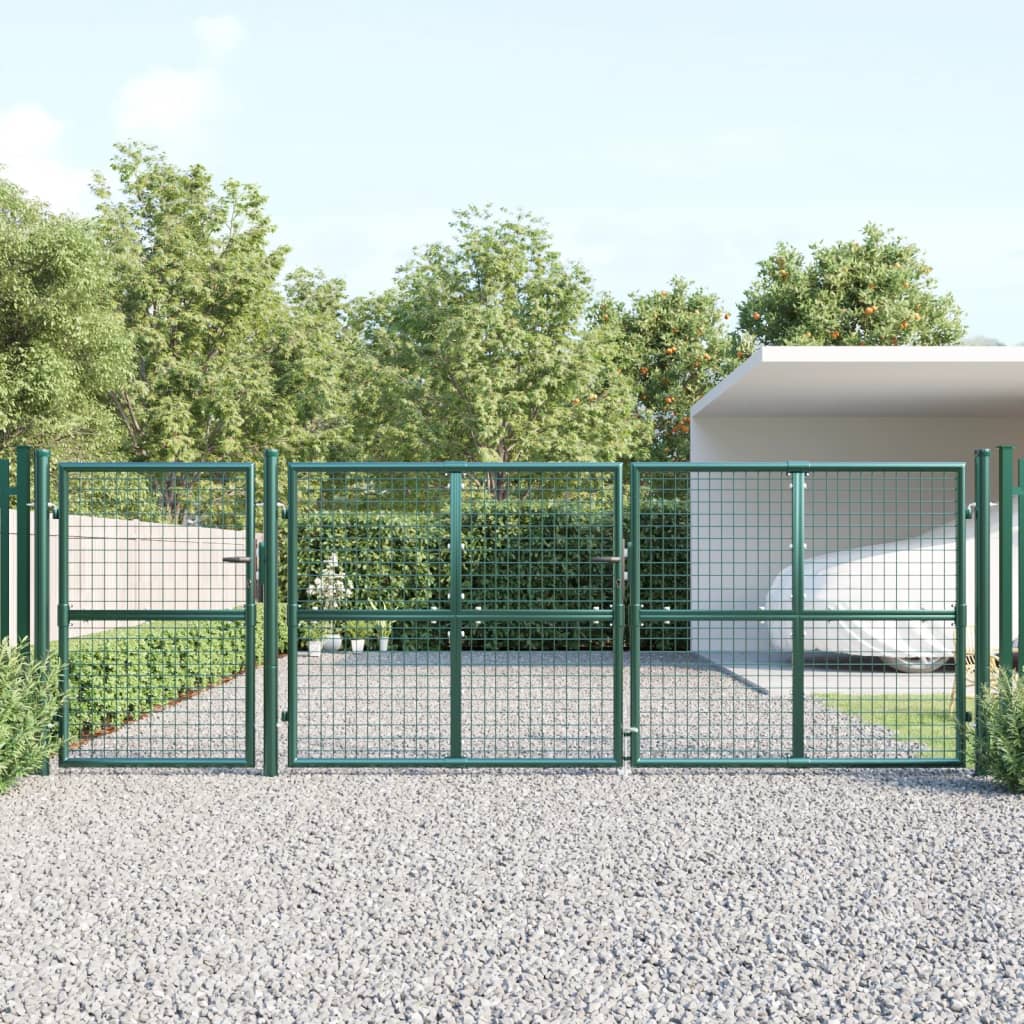 Vidaxl Tuinpoort 400x175 cm Mala y verde de acero galvanizado