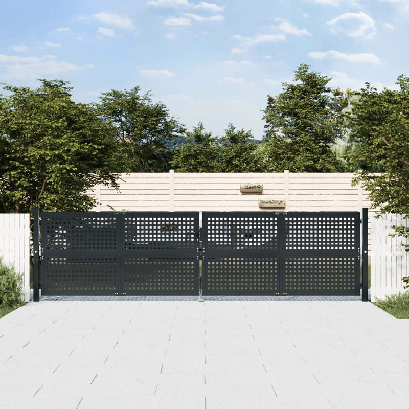 VidaXL Poort 400x125 cm staal antracietkleurig