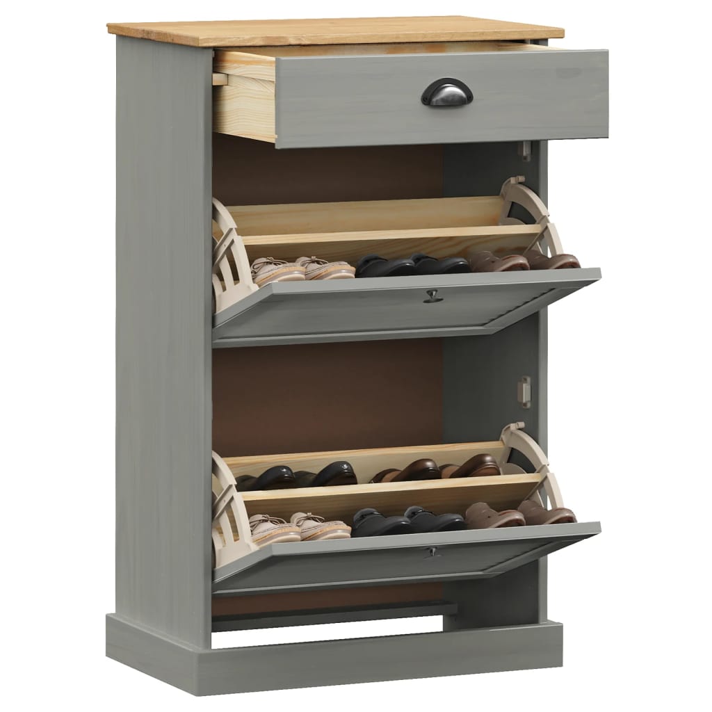 Armadio da scarpe Vidaxl VIGO 60x35x96 cm Grigio in pino solido