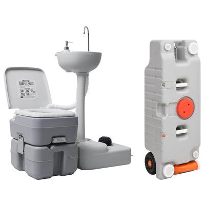 Inodoro de campamento Vidaxl y lavabo con tanque de agua