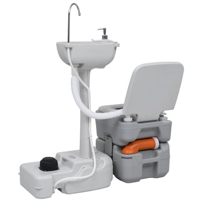 Inodoro de campamento Vidaxl y lavabo con tanque de agua