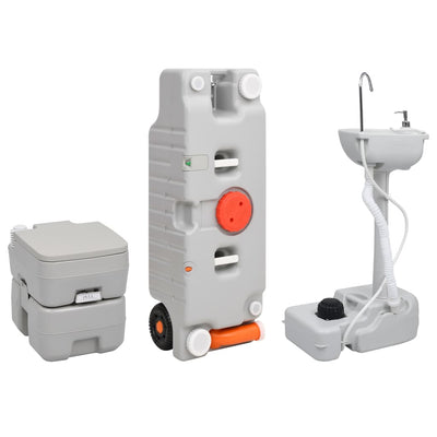 Inodoro de campamento Vidaxl y lavabo con tanque de agua