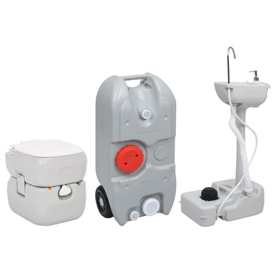 Inodoro de campamento Vidaxl y lavabo con tanque de agua