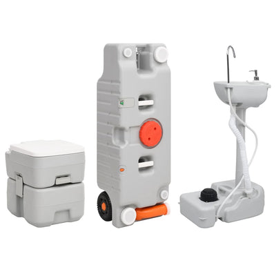 Inodoro de campamento Vidaxl y lavabo con tanque de agua