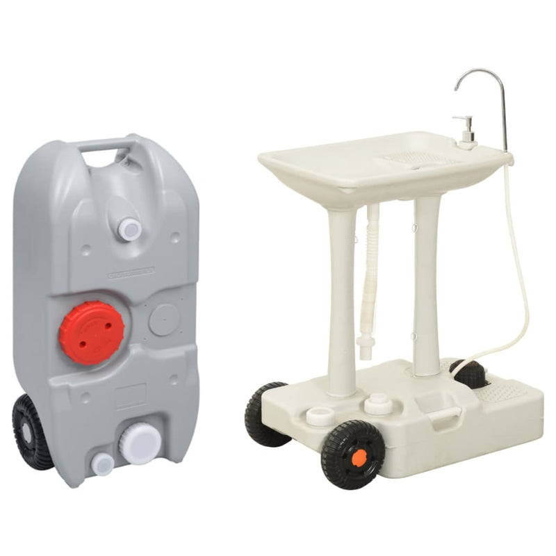 Cera de campamento de Vidaxl con tanque de agua sobre ruedas gris