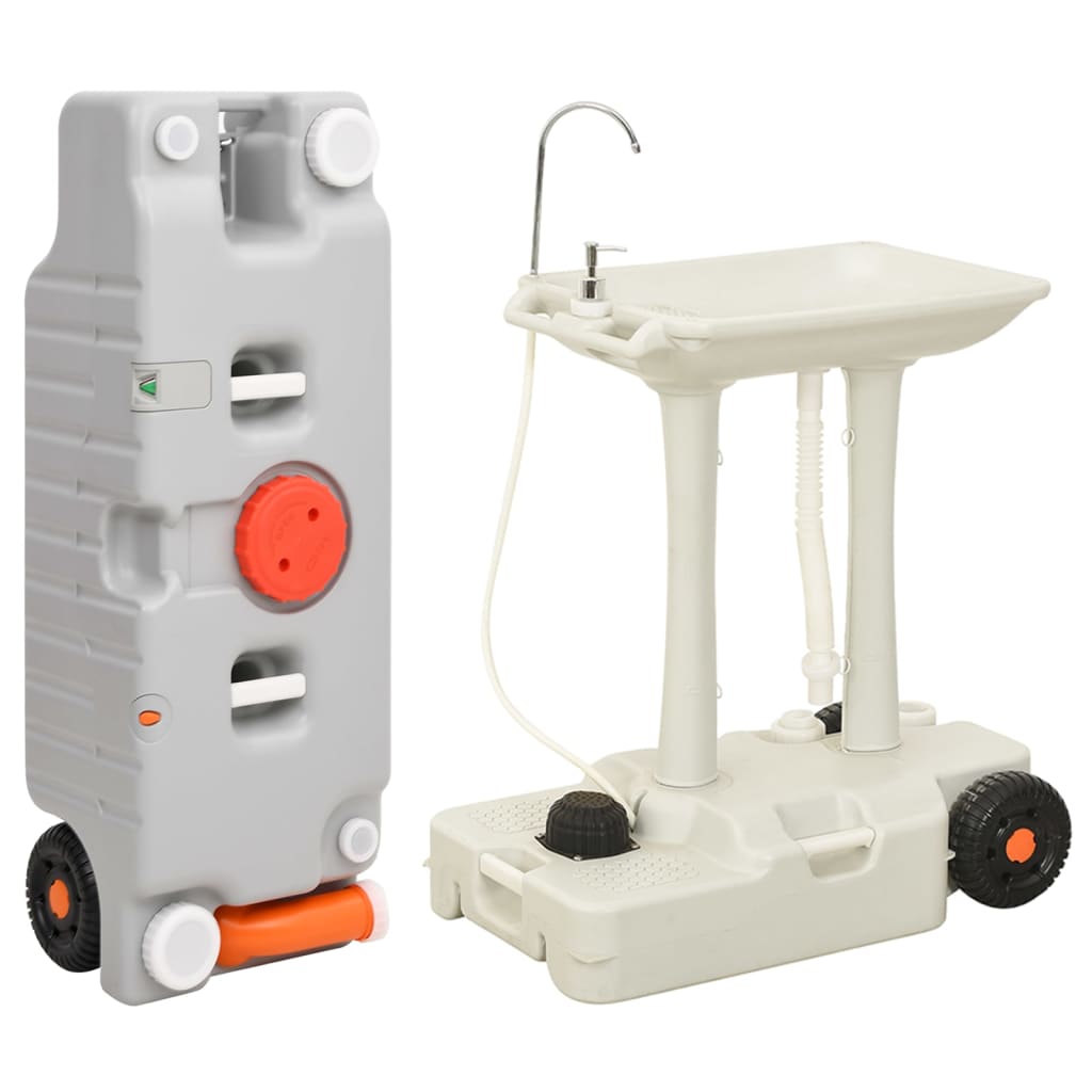 Cera de campamento de Vidaxl con tanque de agua sobre ruedas gris
