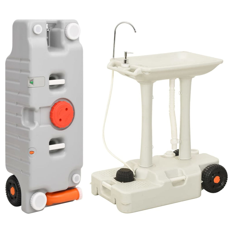 Cera de campamento de Vidaxl con tanque de agua sobre ruedas gris