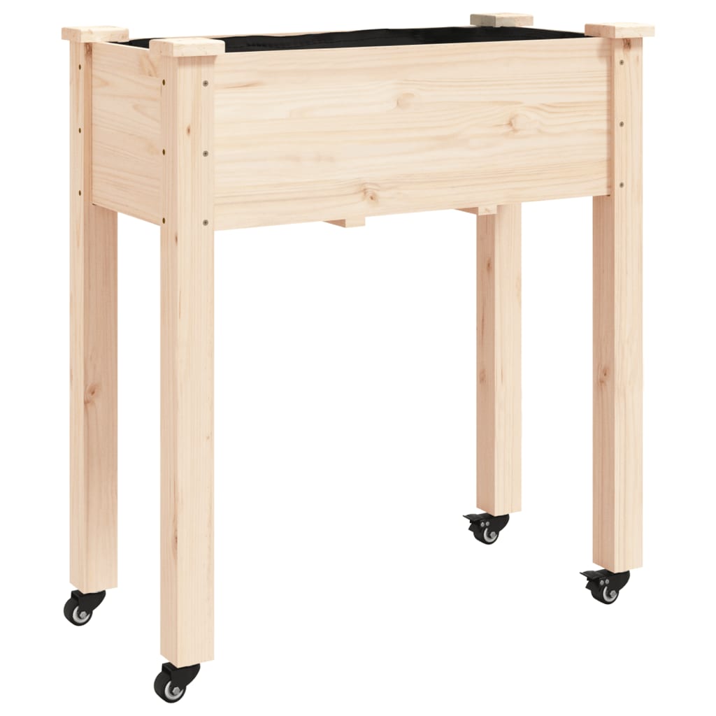 Jardinera vidaxx con ruedas 71x37x80 cm madera maciza de pino