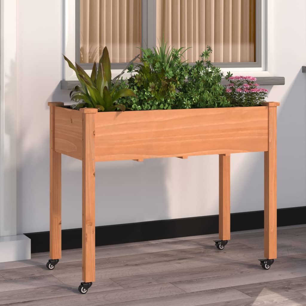 Fioriera Vidaxx su ruote 118x59x80 cm in legno massello di pino marrone