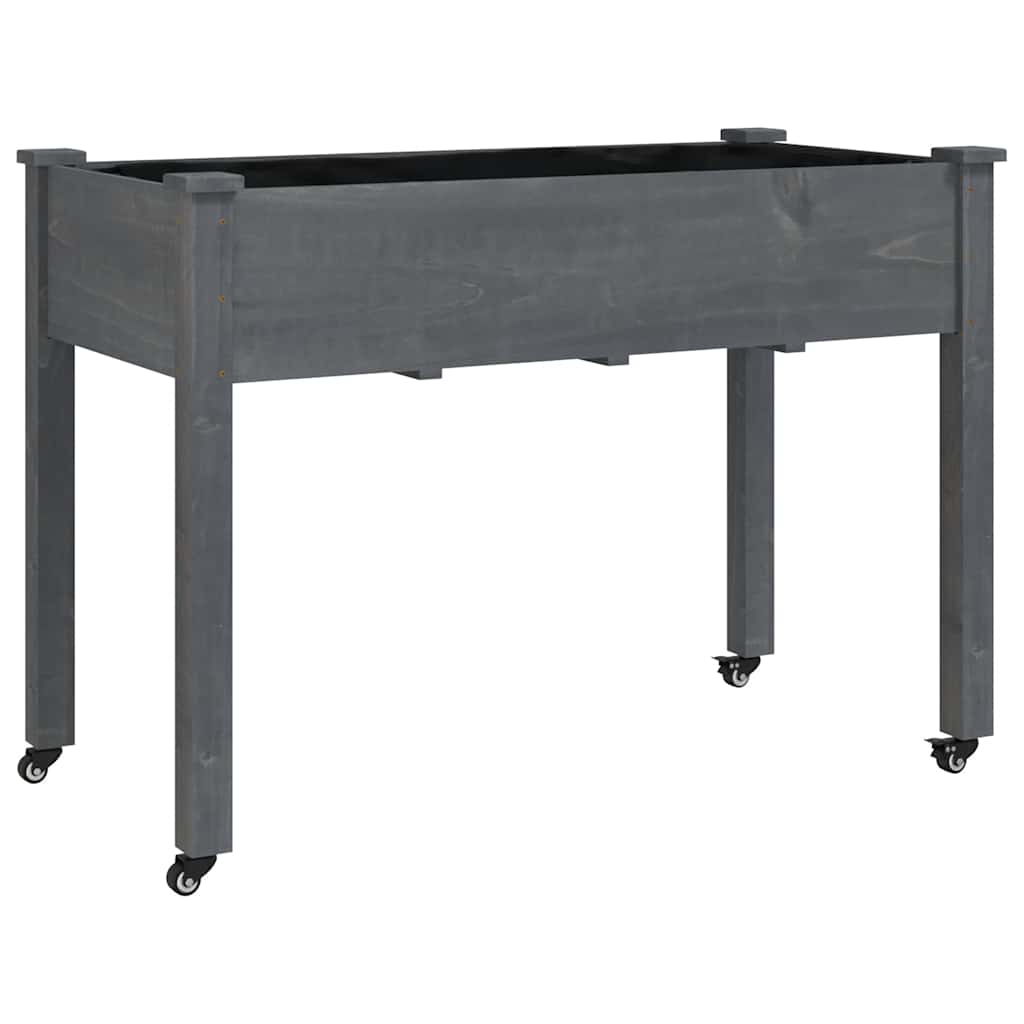 Fioriera Vidaxx su ruote 118x59x80 cm in legno massello di pino grigio