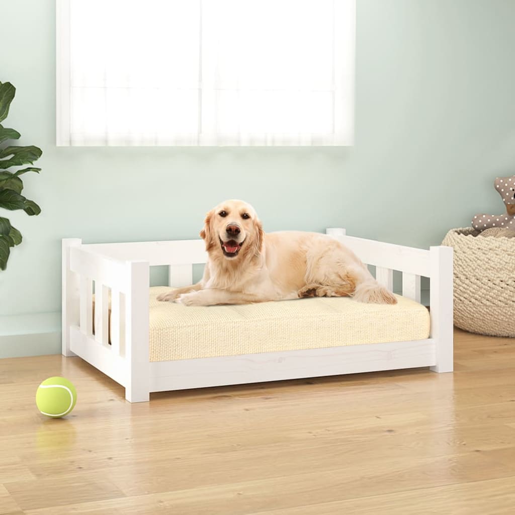 Vidaxl Dog Basket 75.5x55.5x28 cm Pino solido bianco