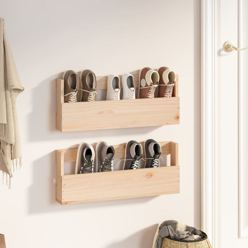 Vidaxl Wall Shoes Backs 2 ST 59X9X23 CM Pine sólido