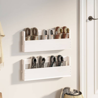 Spacchi di scarpe Vidaxl 2 ST 59x9x23 cm Pino solido bianco