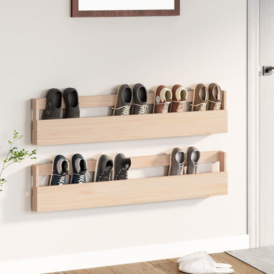 Vidaxl Wall Shoes Backs 2 PCS 110X9X23 CM Pine sólido